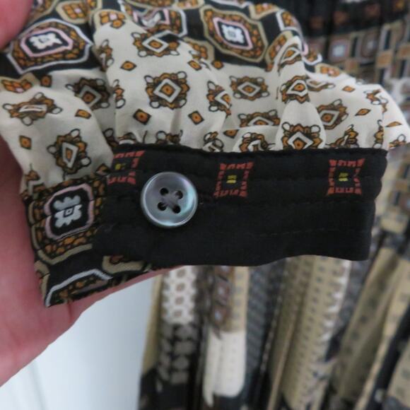 Banana Republic Womens Sz S Patchwork Pattern Pleated Midi Dress Long Sleeve - Picture 6 of 10